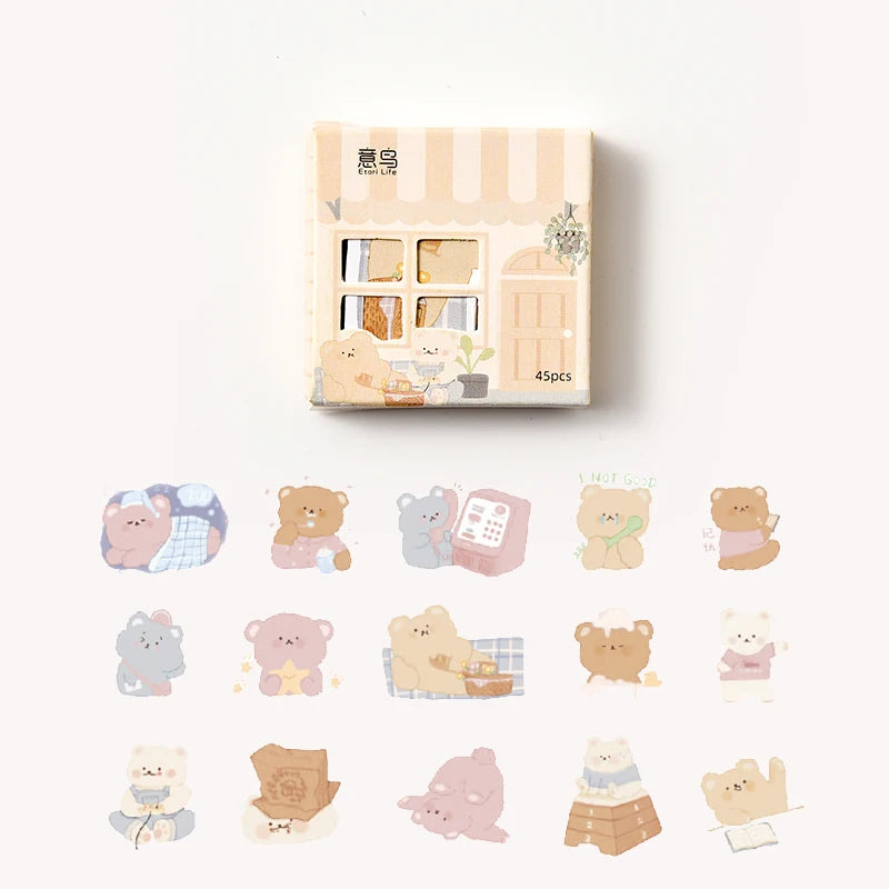 Stickers Kawaii Maison – Set 45 Pièces, Scrapbooking & Décoration, 4 Designs