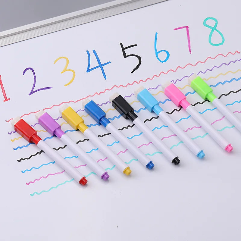 Marqueurs Effaçables Tableau Blanc – Set 8 Couleurs, Pointe Fine, École & Bureau