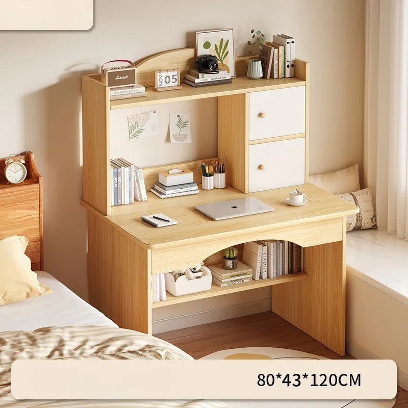 Bureau-Bibliothèque Intégré – Bureau Étudiant avec Rangement, 80 ou 100 cm