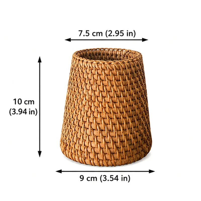 Organiseur Multifonction en Rotin Tressé – Style Bohème Naturel – Bureau, Cuisine & Salle de Bain
