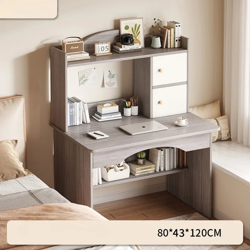 Bureau-Bibliothèque Intégré – Bureau Étudiant avec Rangement, 80 ou 100 cm