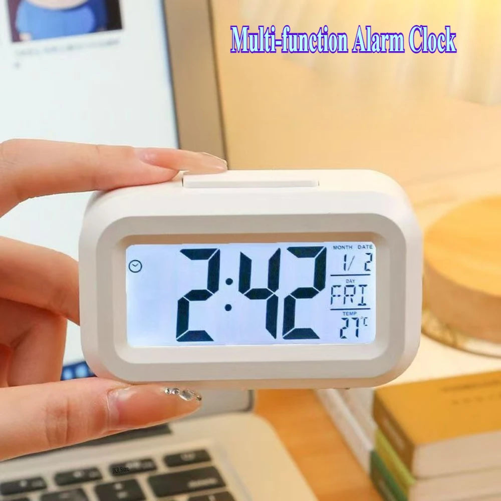 Réveil Digital LED – Horloge Électronique Rétroéclairée, Snooze, Calendrier, Bureau & Maison, 5 Coloris
