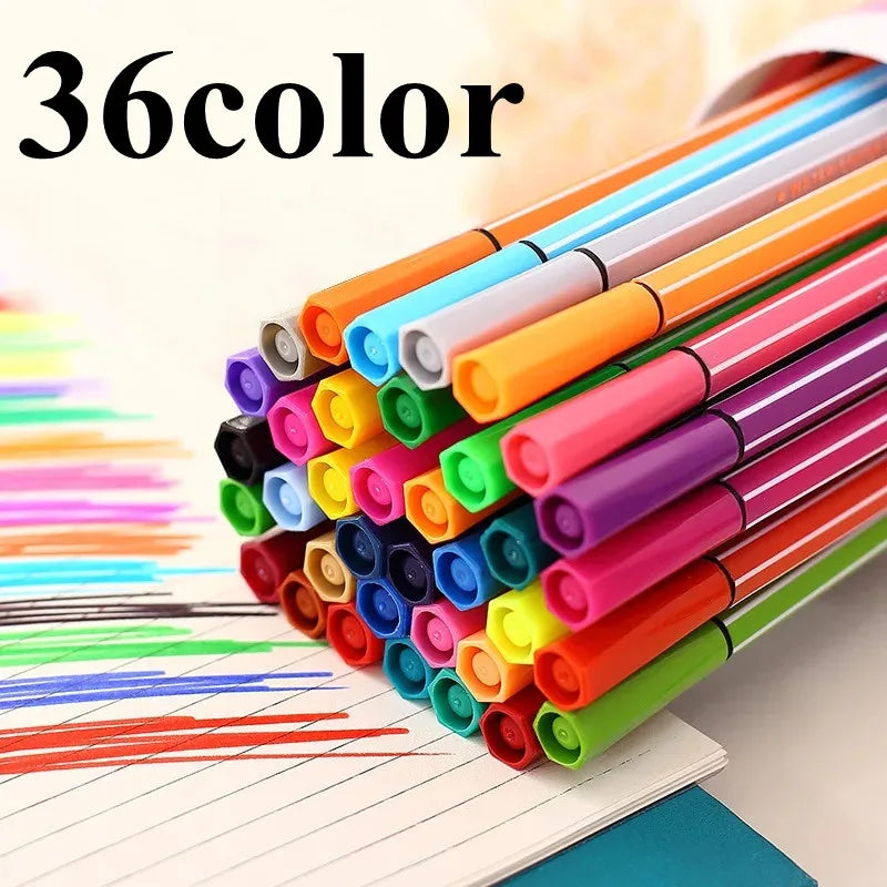 Feutres Aquarelle Lavables – Non Toxiques, Pointe Souple – Set de 12, 18, 24 ou 36 Couleurs