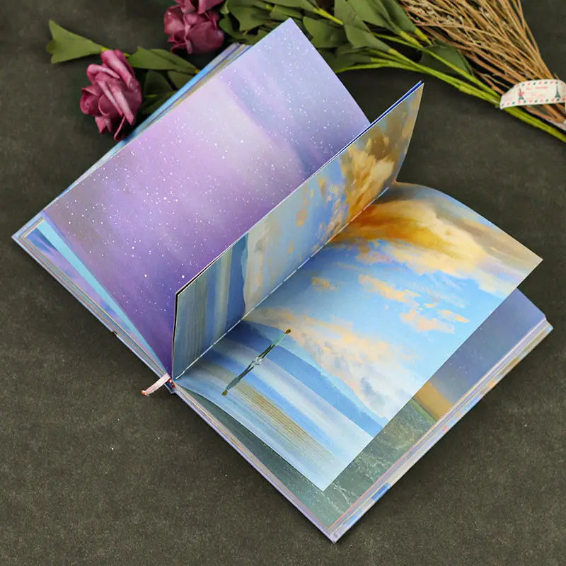 Cahier Journal Couverture Rigide Holographique – 112 Feuilles – Pages Colorées – Format B6 – 6 Modèles