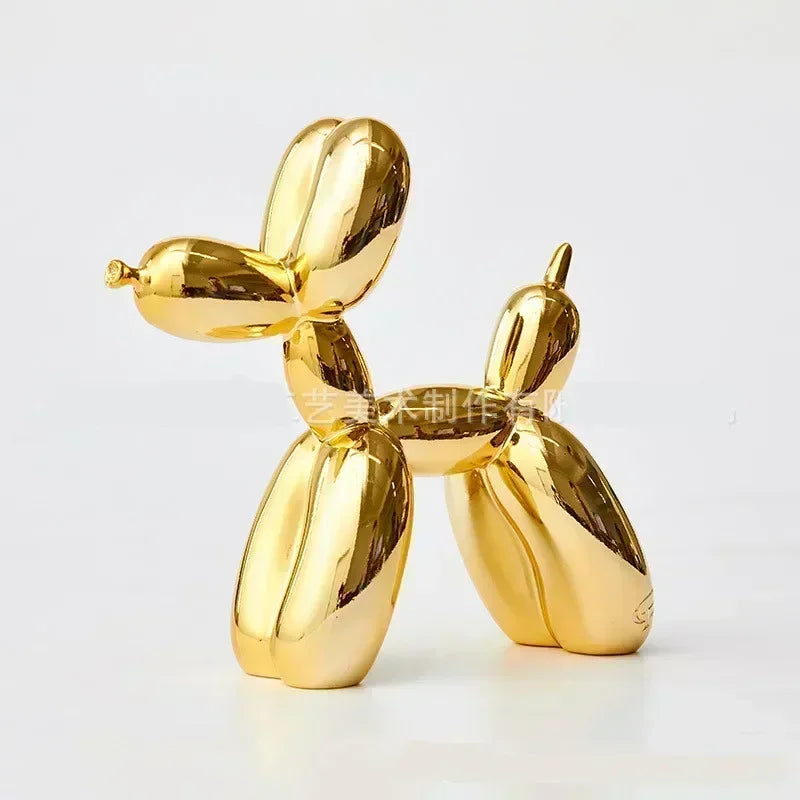 Sculpture Chien Ballon en Résine – Figurine Décorative Style Nordique