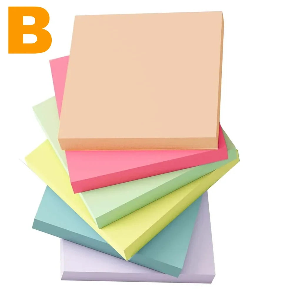 Bloc-Notes Autocollant – 6 Couleurs, 300 Feuilles, Bureau & École, 3 Designs
