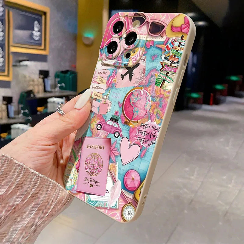 Coque Mate Imprimée Avion & Voyage pour iPhone – Antichoc, Compatible iPhone 11 à 17 Pro Max