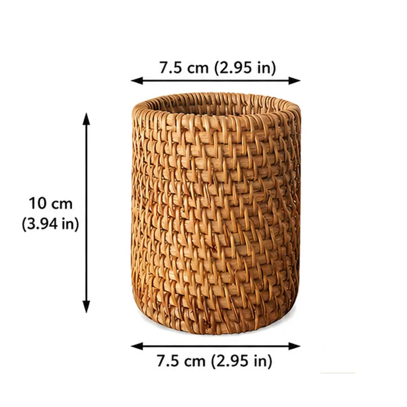 Organiseur Multifonction en Rotin Tressé – Style Bohème Naturel – Bureau, Cuisine & Salle de Bain