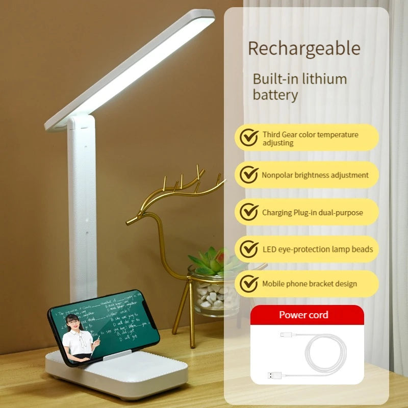 Lampe de Bureau LED Pliable – Protection Oculaire, 3 Niveaux de Luminosité, Interrupteur Tactile