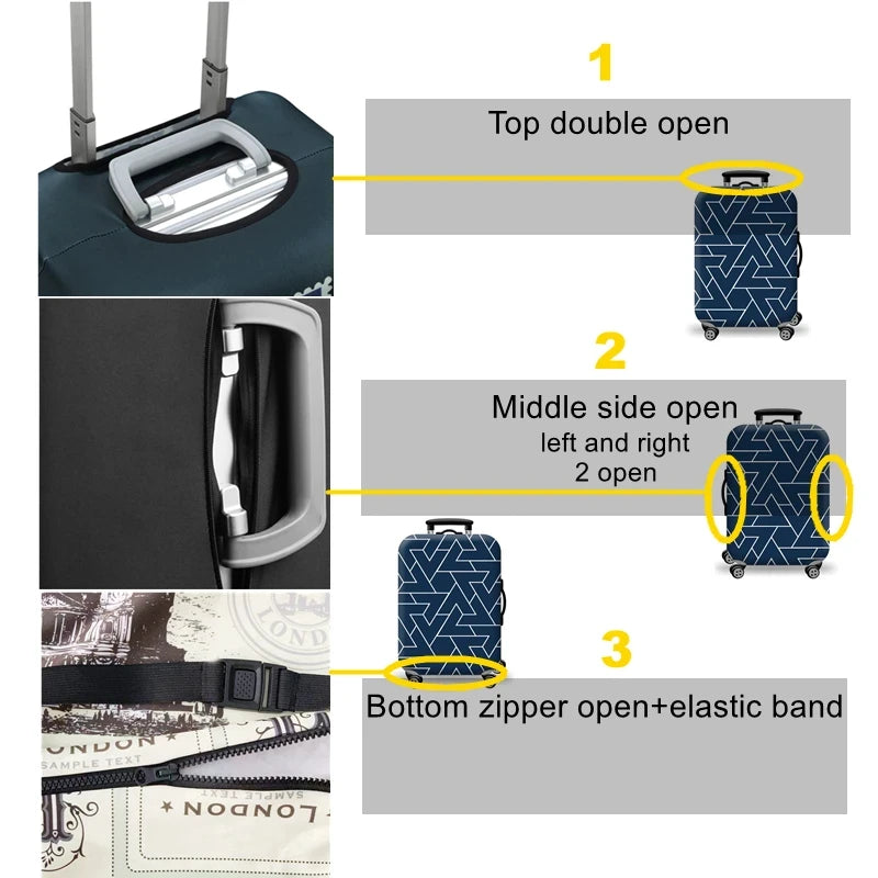 Housse de Protection Valise – Tissu Élastique Lavable, Anti-Rayures, 29 Motifs, Tailles S à XL