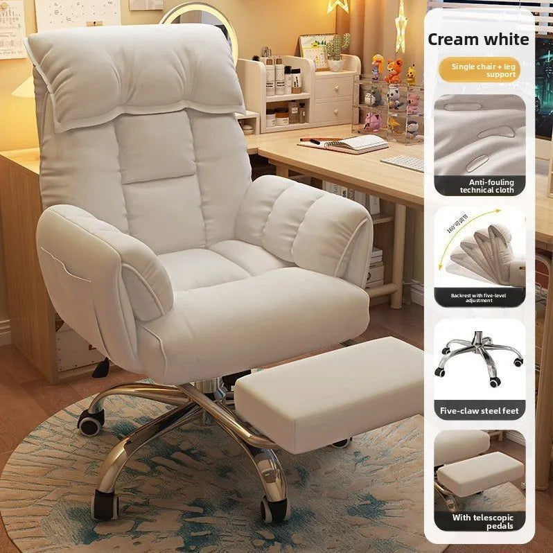 Chaise de Bureau Confortable avec Accoudoirs et Repose-pieds – Inclinable, Hauteur Réglable, 12 Coloris