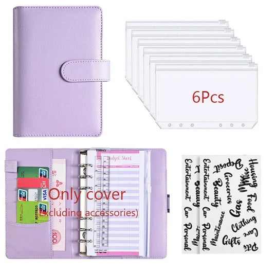 Classeur Budget A6 en Cuir PU – Organiseur Enveloppes – Pochettes & Anneaux – 10 Coloris