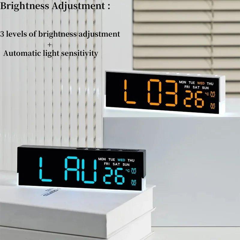 Réveil LED Numérique avec Veilleuse Colorée – Heure, Température, 2 Alarmes, USB ou Piles