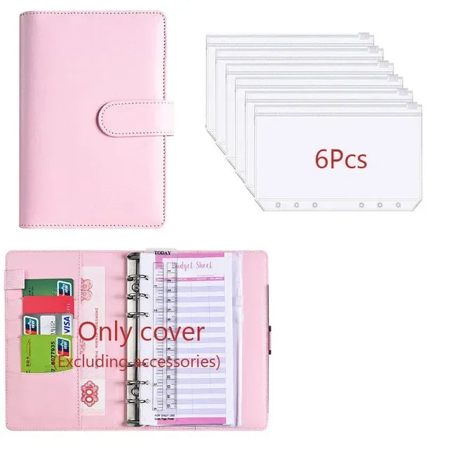 Classeur Budget A6 en Cuir PU – Organiseur Enveloppes – Pochettes & Anneaux – 10 Coloris