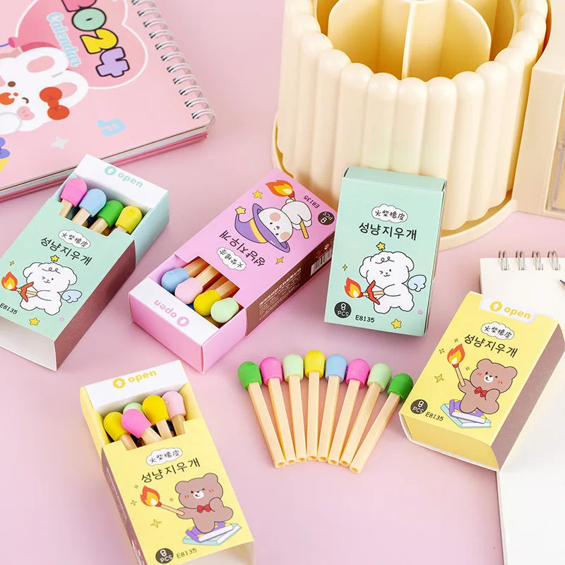 Gomme Kawaii Boîte d’Allumettes – Modèle Surprise, Cadeau Original Papeterie