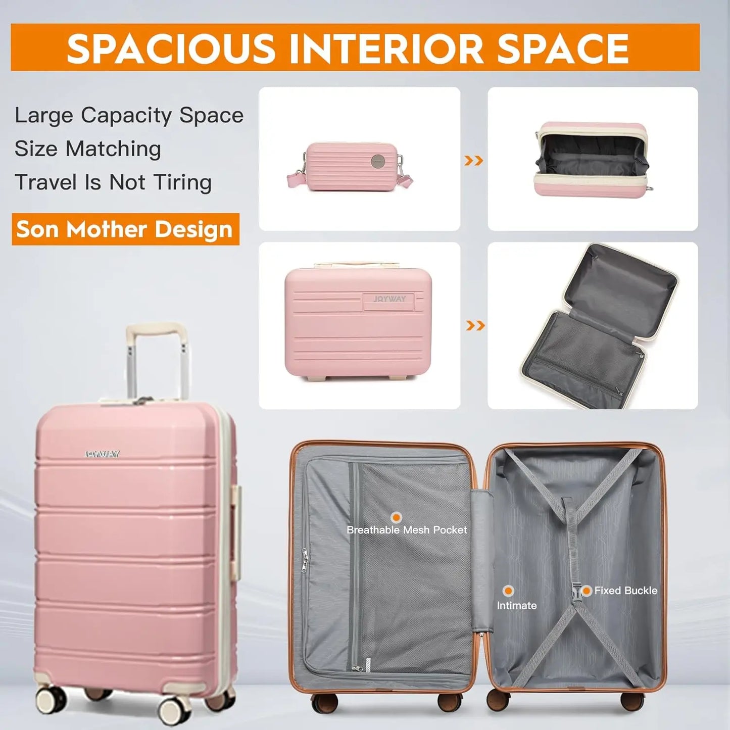 Set de Valises Joyway – Lot 3 ou 5 Pièces, Roulettes Spinner 360°, Serrure TSA