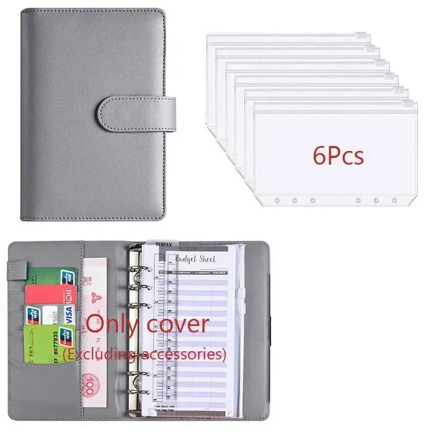 Classeur Budget A6 en Cuir PU – Organiseur Enveloppes – Pochettes & Anneaux – 10 Coloris