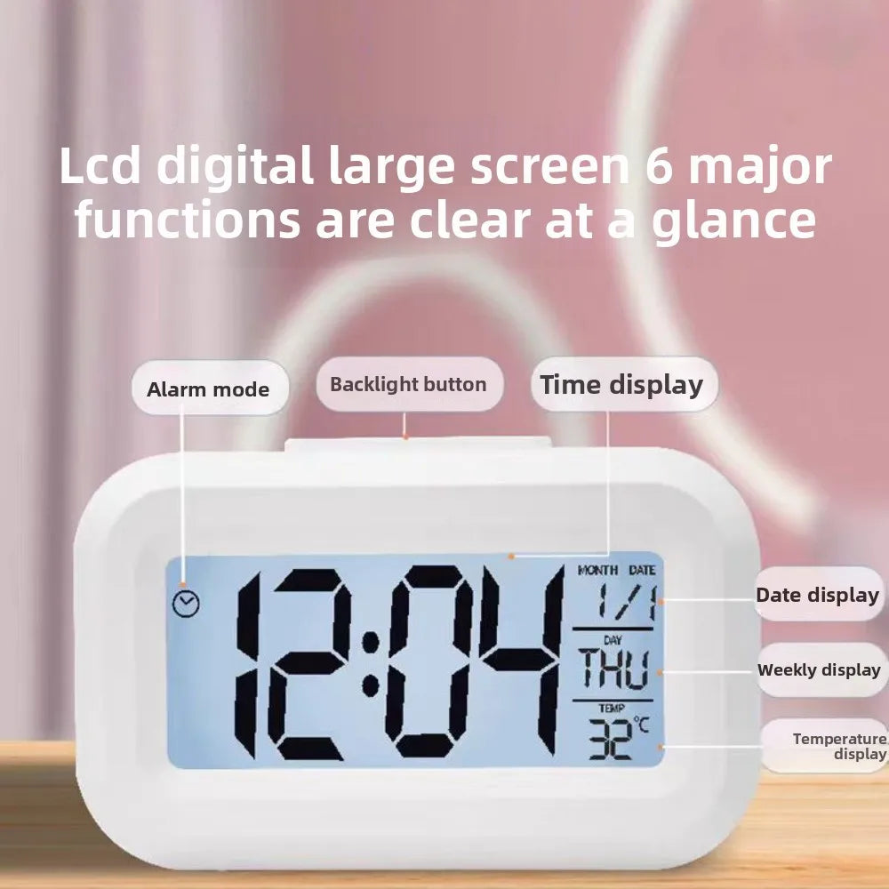 Réveil Digital LED – Horloge Électronique Rétroéclairée, Snooze, Calendrier, Bureau & Maison, 5 Coloris