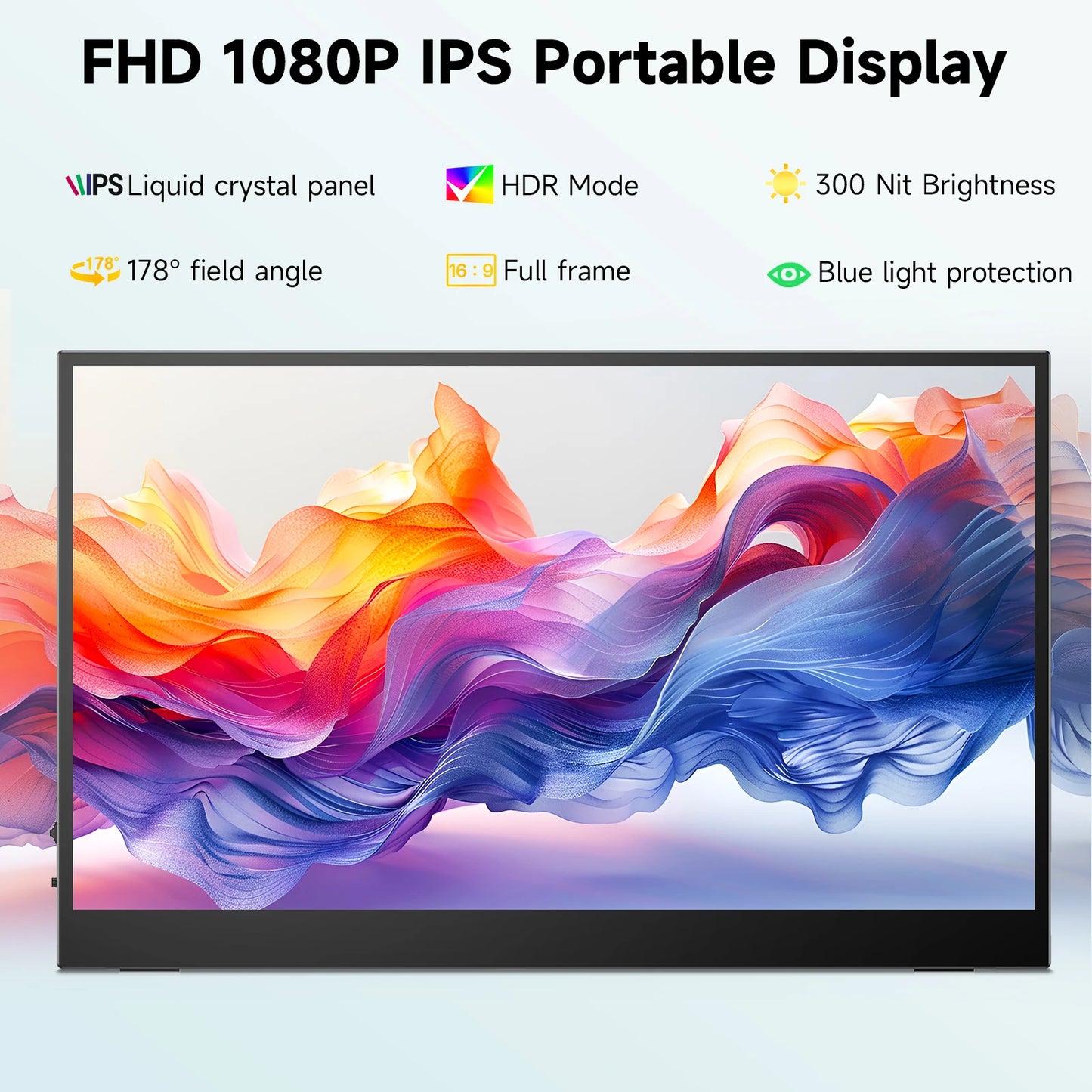 Tablette Portable Tactile 15,6" – Full HD 1080P IPS, Haut-parleurs Intégrés, USB-C & HDMI