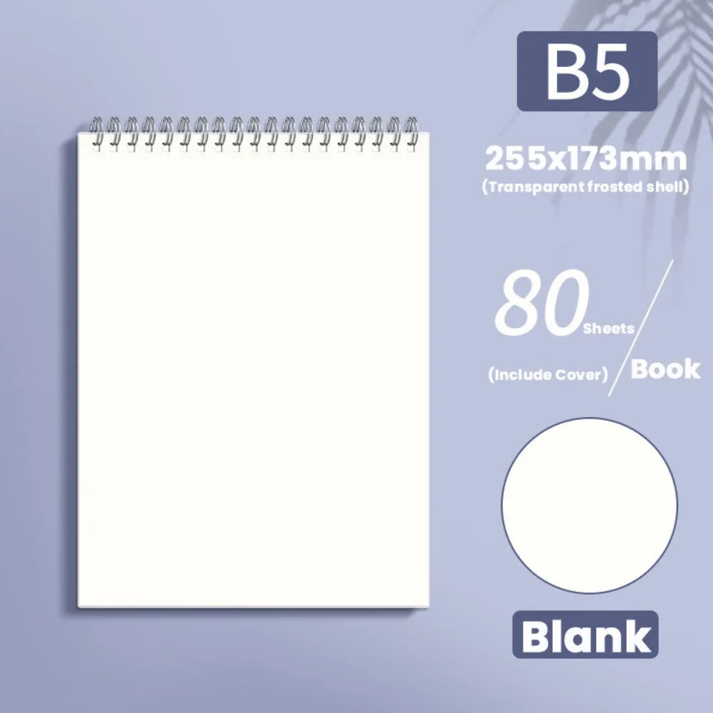 Cahier à Spirale Épaissi A4/A5/A6/B5 – Ligné, Quadrillé ou Vierge, Flip-Over