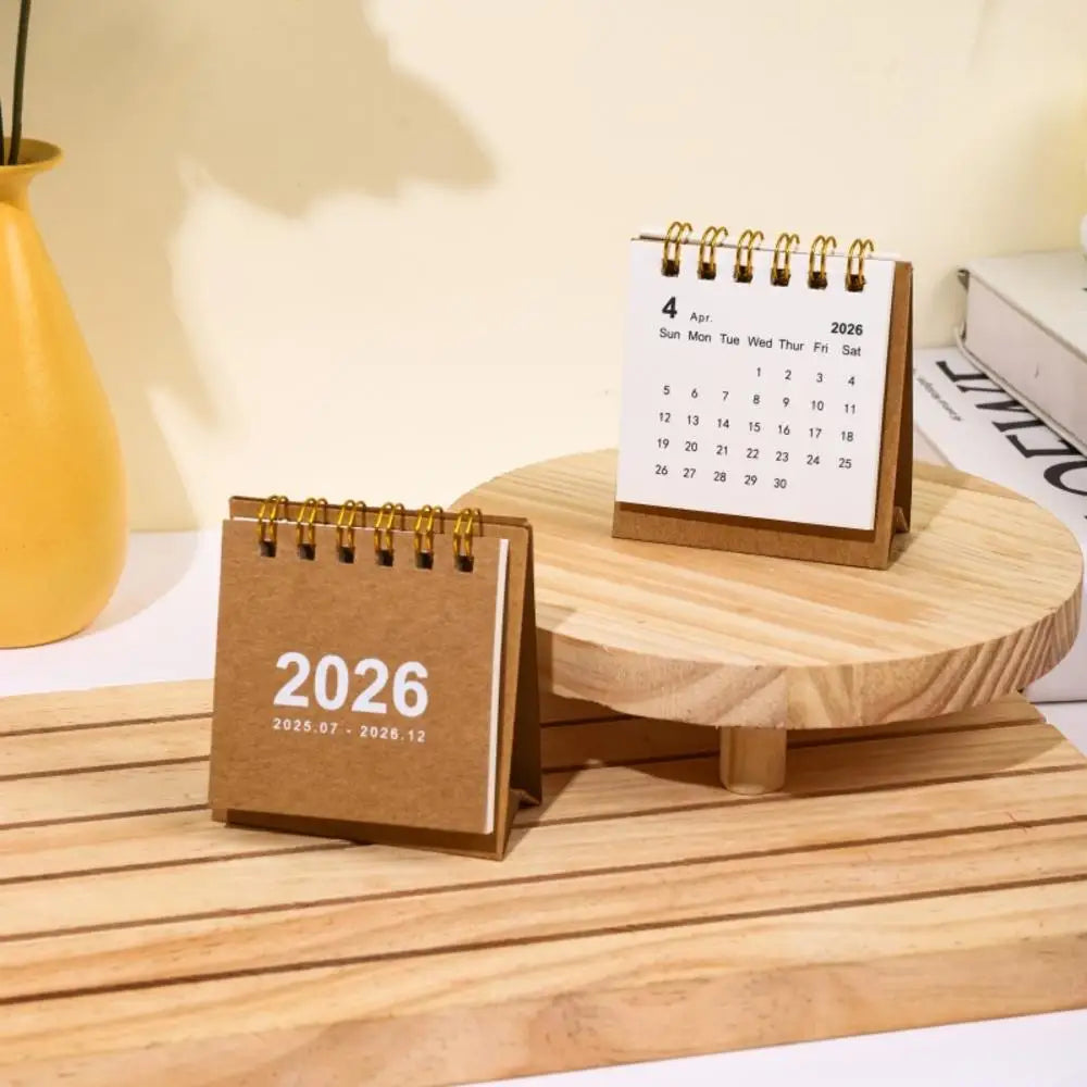 Calendrier de Bureau 2026 – Spirale Métal, Format S ou L, 14 Coloris