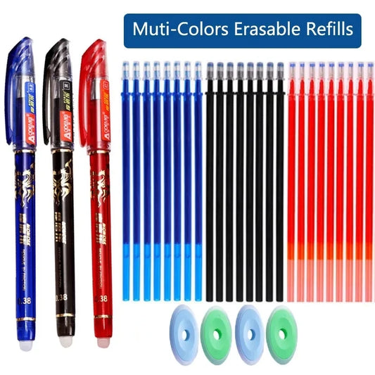 Lot 13 Stylos Gel Effaçables 0,5 mm – 2 Stylos + 10 Recharges + 1 Gomme