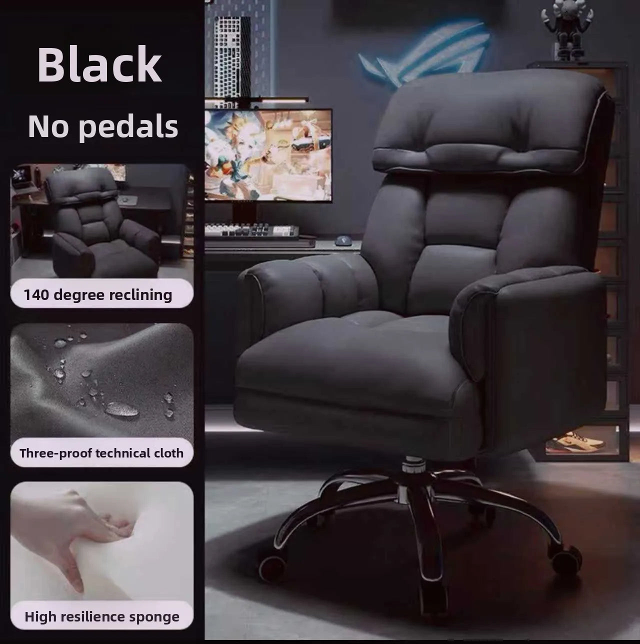 Chaise de Bureau Confortable avec Accoudoirs et Repose-pieds – Inclinable, Hauteur Réglable, 12 Coloris