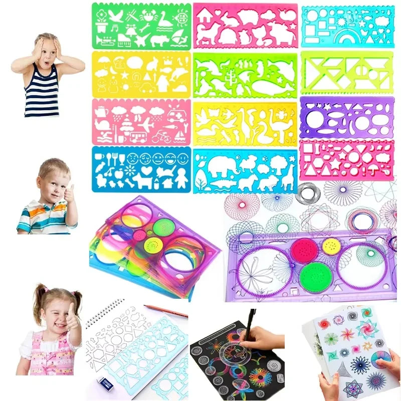 Pochoirs Règles Créatives Kawaii – Animaux & Géométrie, Dessin & Scrapbooking, Lot au Choix