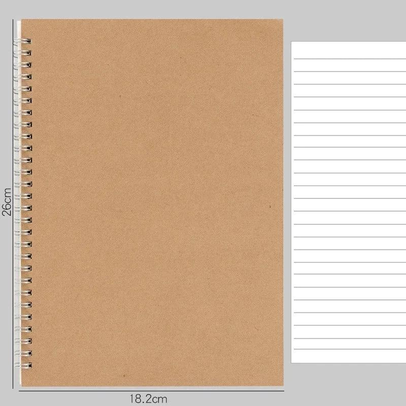Carnet à Spirale Kraft – A4, A5 ou A6 – Ligné, Pointillés, Grille ou Blanc – Papier 80g