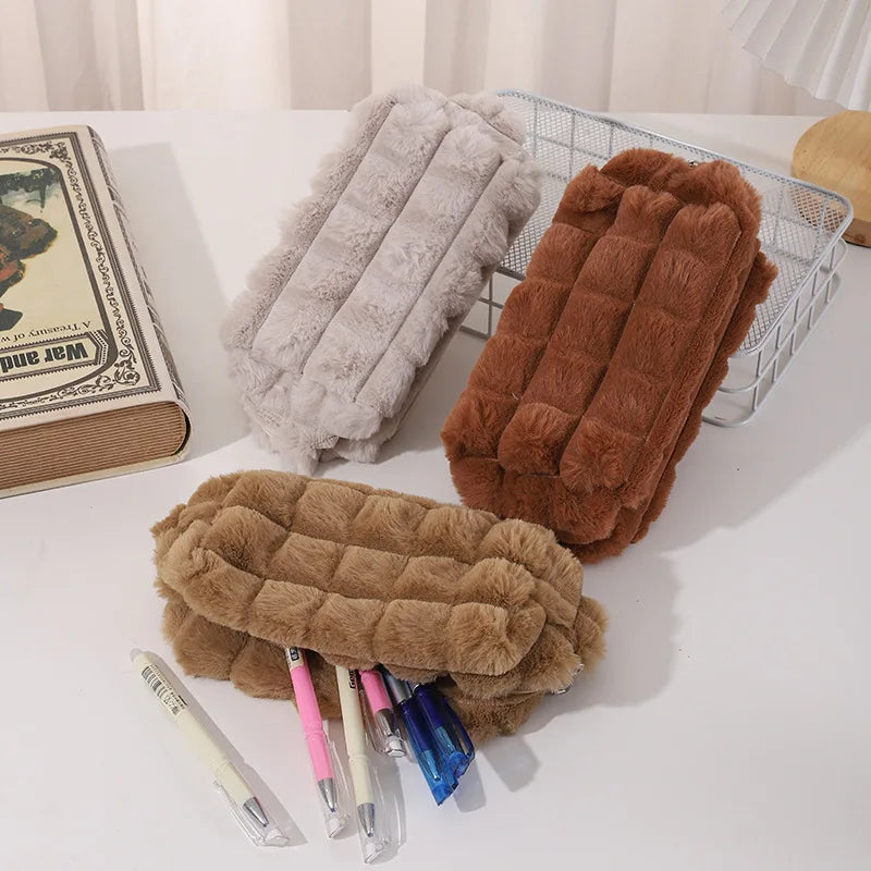 Trousse en Velours Côtelé – Pochette Zippée Multifonction, 6 Coloris