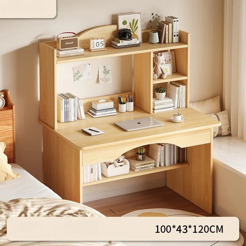 Bureau-Bibliothèque Intégré – Bureau Étudiant avec Rangement, 80 ou 100 cm