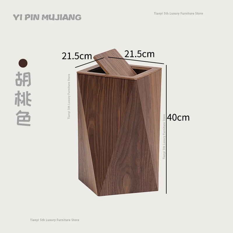 Poubelle Design en Bois Style Nordique – Forme Diamant, Salon & Bureau