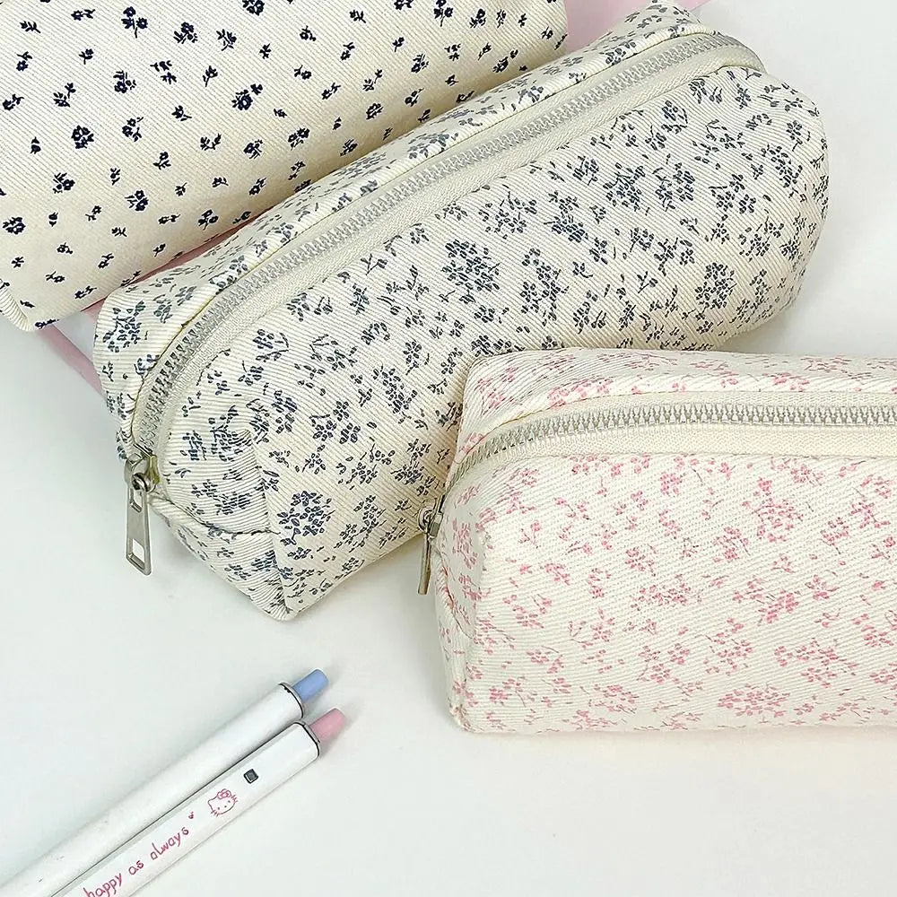 Trousse à Crayons Florale en Canvas – Grande Capacité, 20x8x5 cm, 4 Motifs