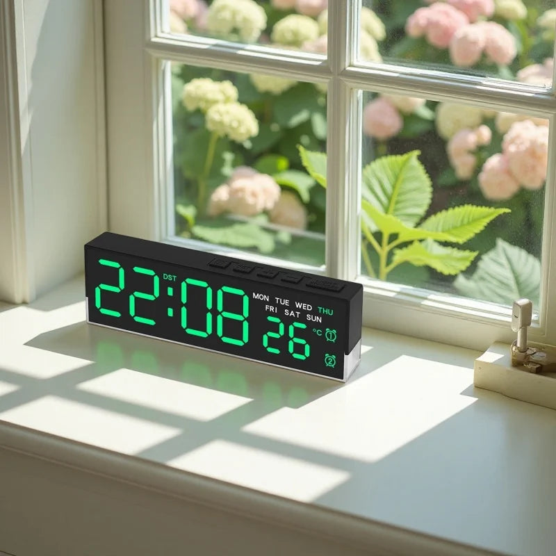 Réveil LED Numérique avec Veilleuse Colorée – Heure, Température, 2 Alarmes, USB ou Piles