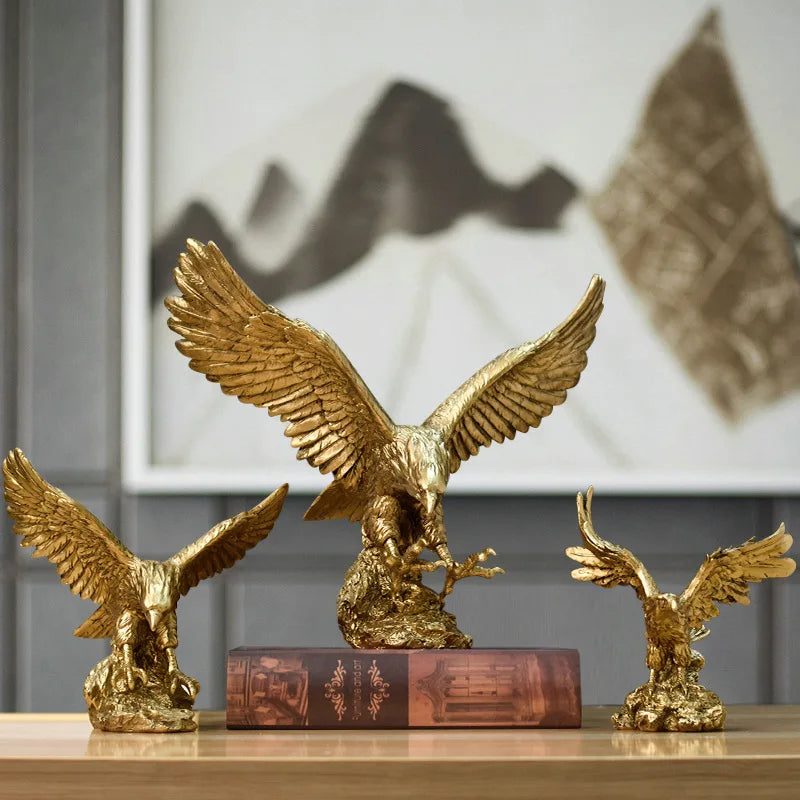 Statue Aigle Doré en Résine – Figurine Décorative Prestige Bureau et Salon