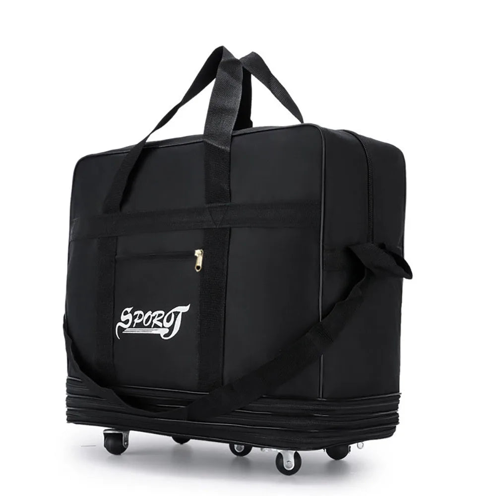 Valise Trolley Oxford Noire – Extensible, Pliable, Roulettes Spinner – Voyage Weekend
