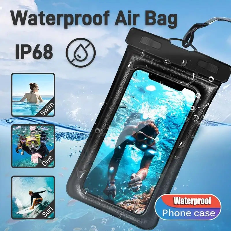 Pochette Étanche Flottante Téléphone IP68 – Airbag Anti-Noyade, Natation Plage Kayak