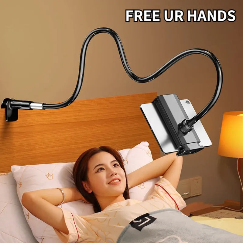 Support Téléphone & Tablette Flexible Bras Articulé – Bureau, Lit & Chevet, Compatible iPad & Smartphone