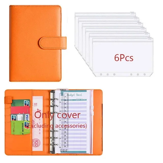 Classeur Budget A6 en Cuir PU – Organiseur Enveloppes – Pochettes & Anneaux – 10 Coloris