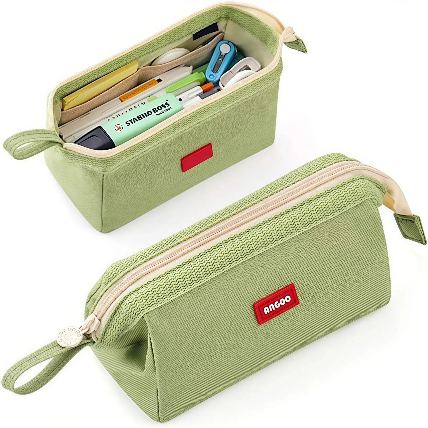 Trousse à Crayons Grande Capacité avec Porte-Étiquette – Style Minimaliste, 7 Couleurs