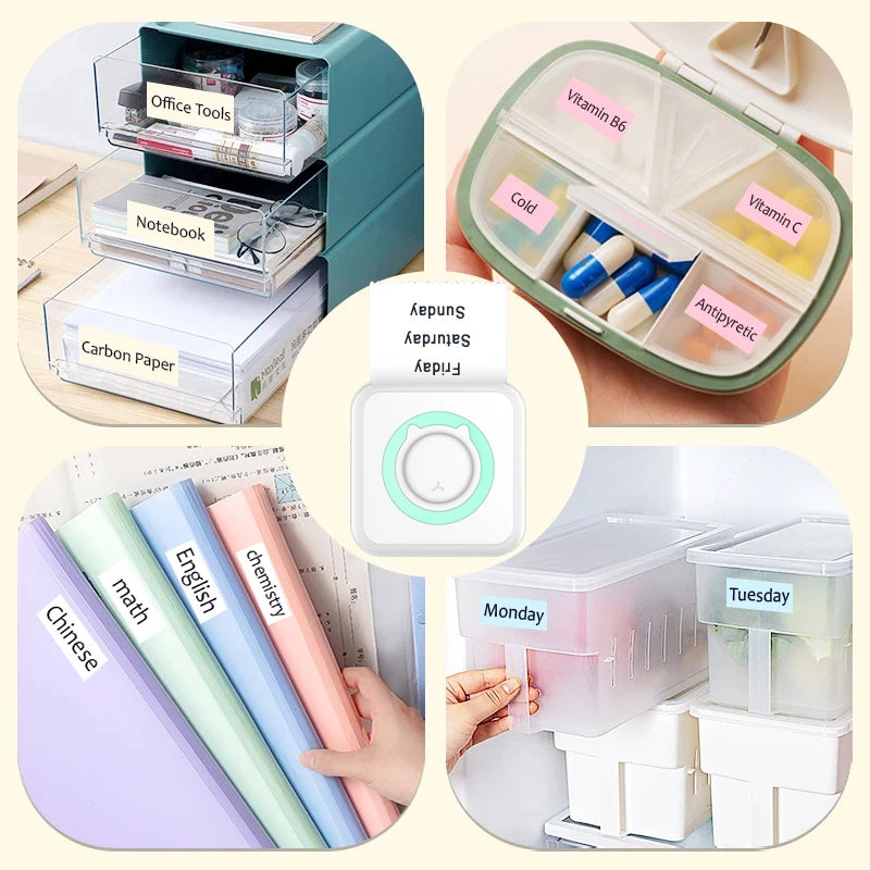 Mini Imprimante Thermique Portable – Bluetooth, Sans Encre, Photo & Étiquettes, 6 Couleurs