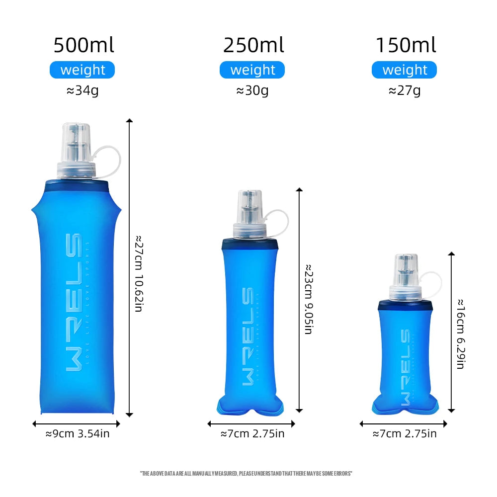 Gourde Souple Pliable WRELS – TPU Sans BPA, Sport Running Camping, 150/250/500ml