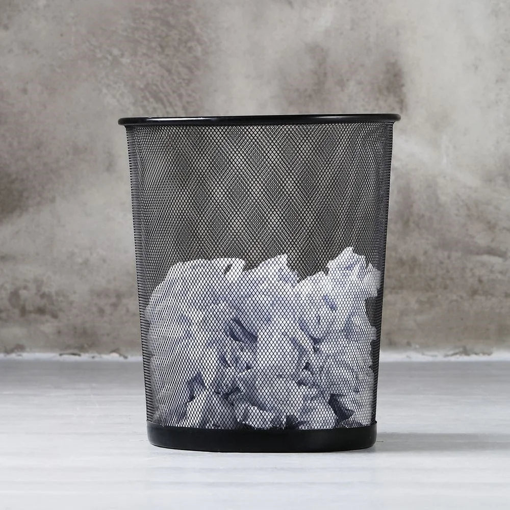 Corbeille à Papier en Métal Maille – Bureau Design Noir 26x28 cm