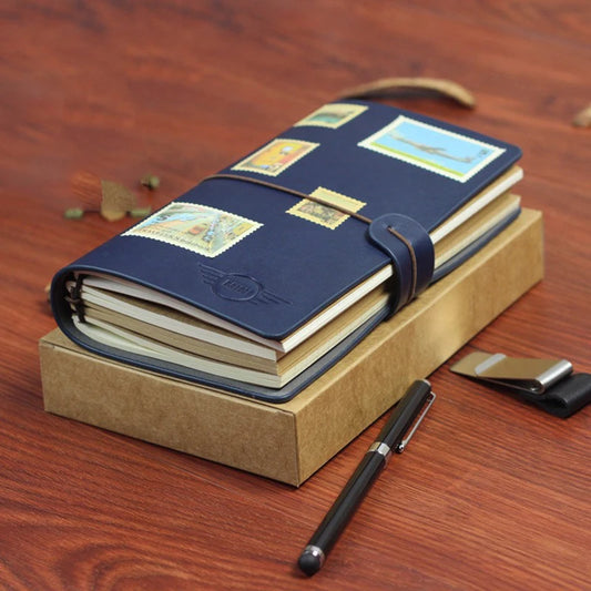 Carnet A6 Cuir Rétro à Sangle – Feuilles Mobiles – Journal de Voyage – 5 Coloris