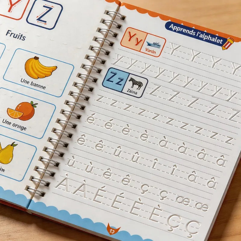Cahier Pratique de l’Alphabet Français – Écriture Cursive Groove – Activités Enfants Débutants