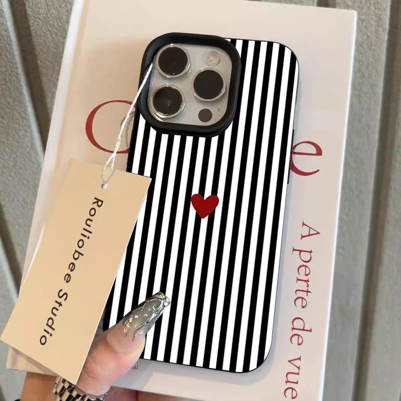 Coque Kawaii Motif Cœur pour iPhone – Mignonne & Tendance, Compatible iPhone 11 à 17 Pro Max, 5 Motifs