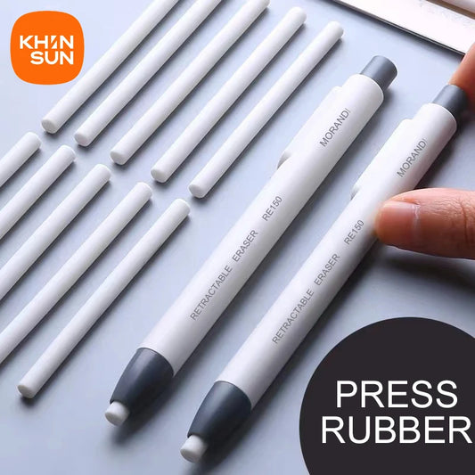 Gomme Rétractable Style Stylo – Effacement Précis, 4 Coloris + Recharge, École & Bureau