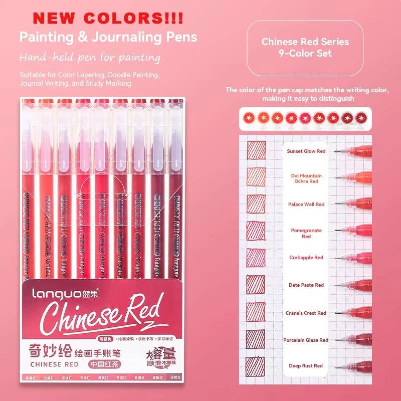 Stylos Gel Languo – Grande Capacité, 0,6 mm, Lot de 6 ou 9, Kawaii Art & Doodle, Papeterie Étudiant