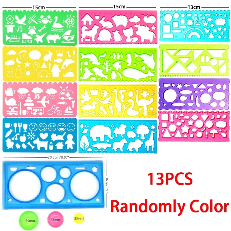 Pochoirs Règles Créatives Kawaii – Animaux & Géométrie, Dessin & Scrapbooking, Lot au Choix