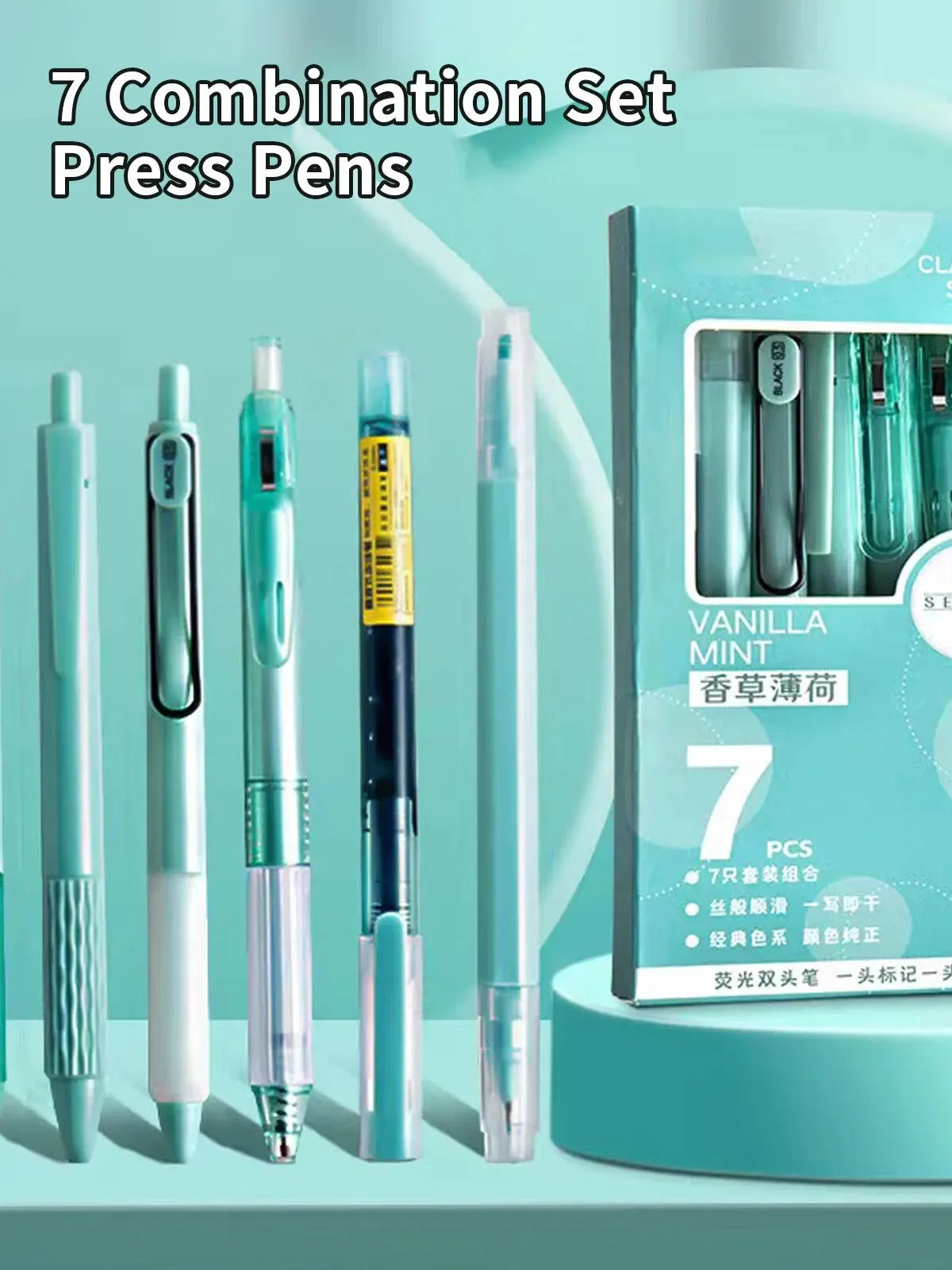 Lot de 7 Stylos Gel Transparents 0,5 mm – Minimaliste, Signature, Bureau & École, 6 Coloris